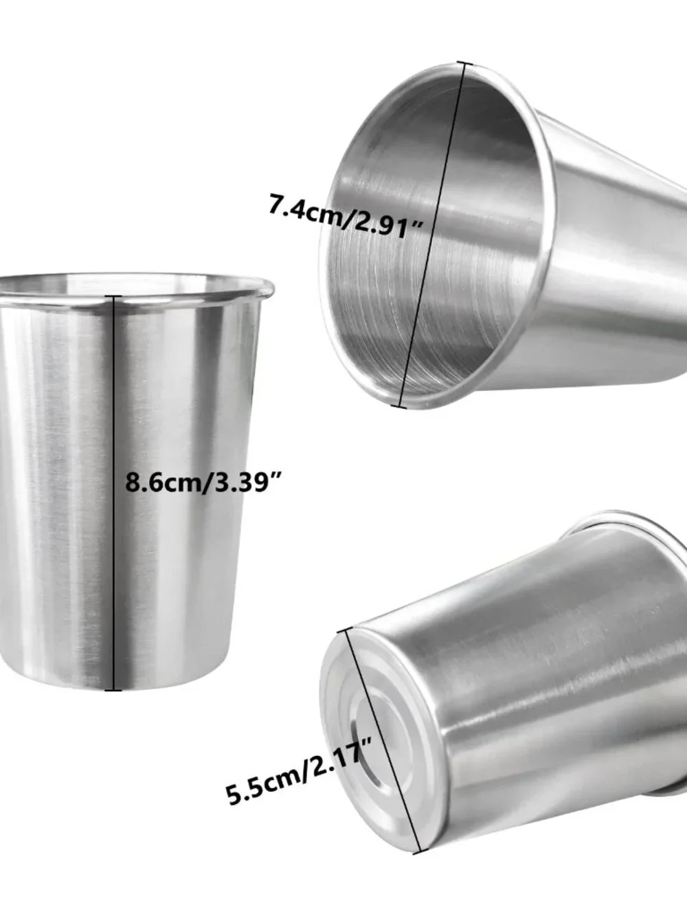 6 Pack 8 oz Stainless Steel Kids Cups, Children's Pint Cups, Stackable Metal Cup